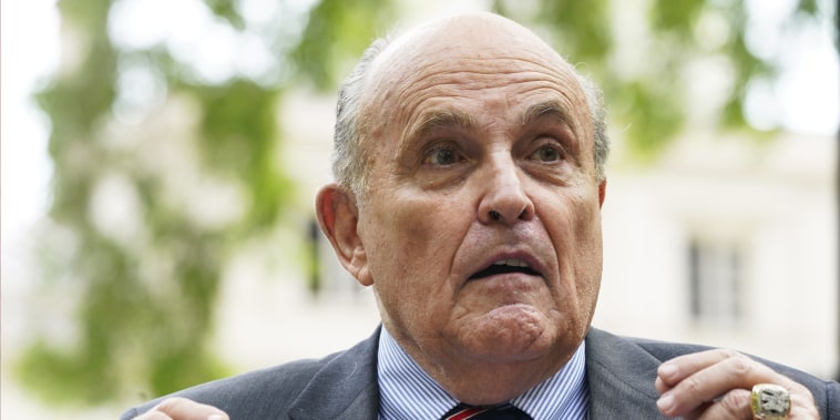 FILE - Former New York City mayor Rudy Giuliani speaks during a news conference on  June 7, 2022, in New York. Giuliani's lawyer says prosecutors in Atlanta have said Giuliani is a target of their criminal investigation into possible illegal attempts by then-President Donald Trump and others to interfere in the 2020 general election in Georgia.